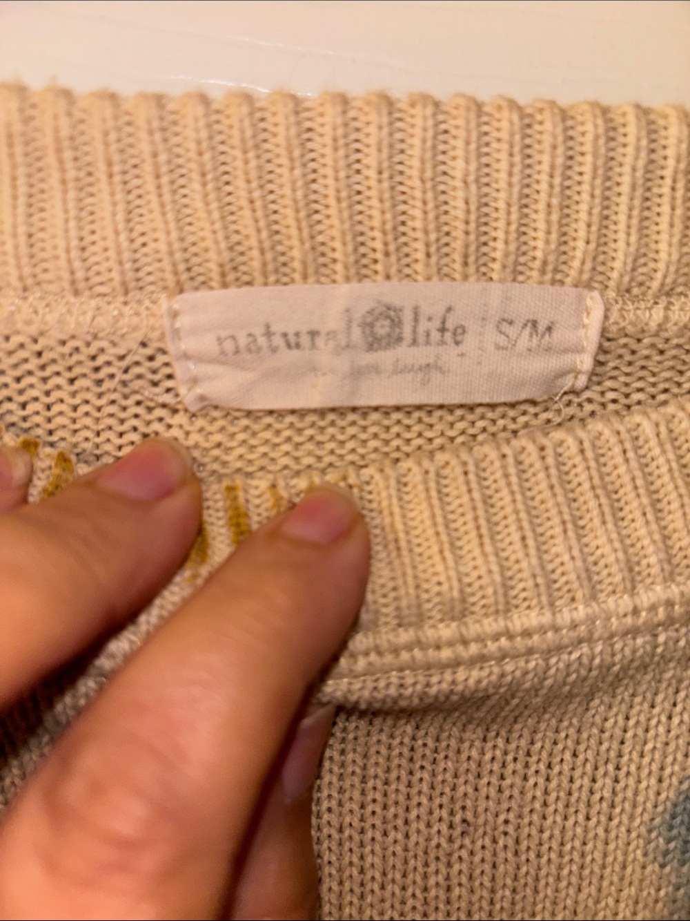 Natural Life Tie-Dye Crewneck Sweater in Cream, Blue & Brown S/M EUC - Picture 6 of 6
